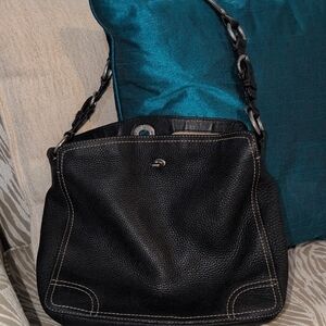 Coach Black pebble Leather Shoulder Bag